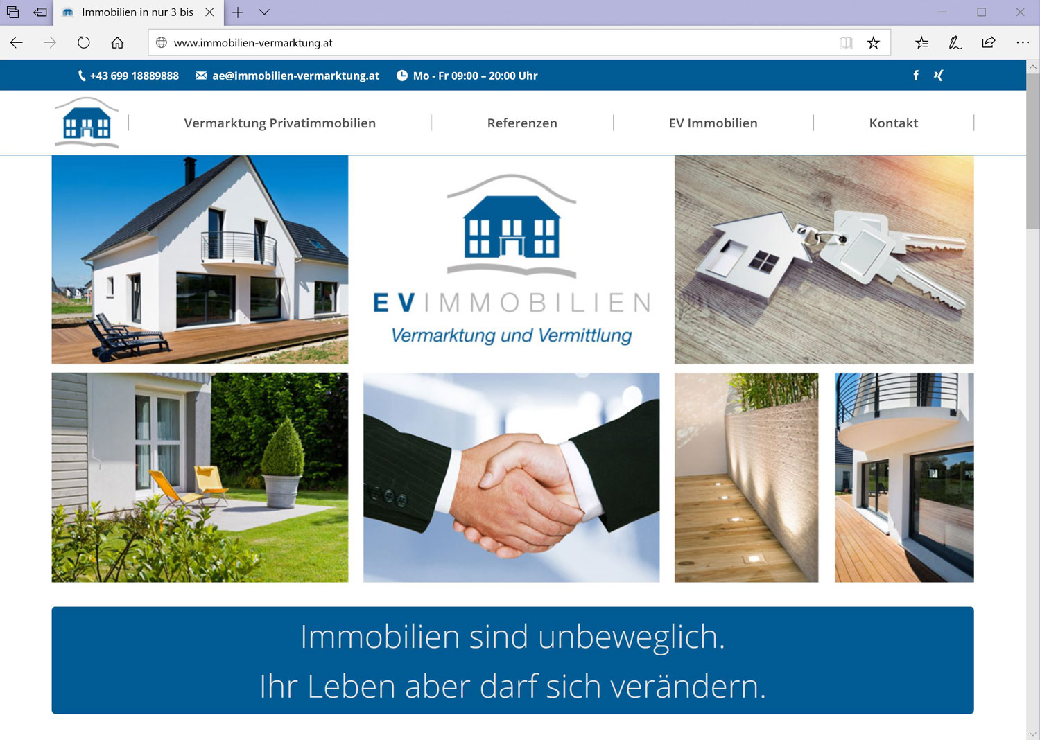 EV Immobilien Webseite